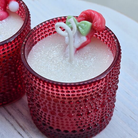 Handmade Holiday Candle ✦ Apple Cinnamon ✦ Soy Wax in 2oz Shot Glass NWT - Picture 3 of 7